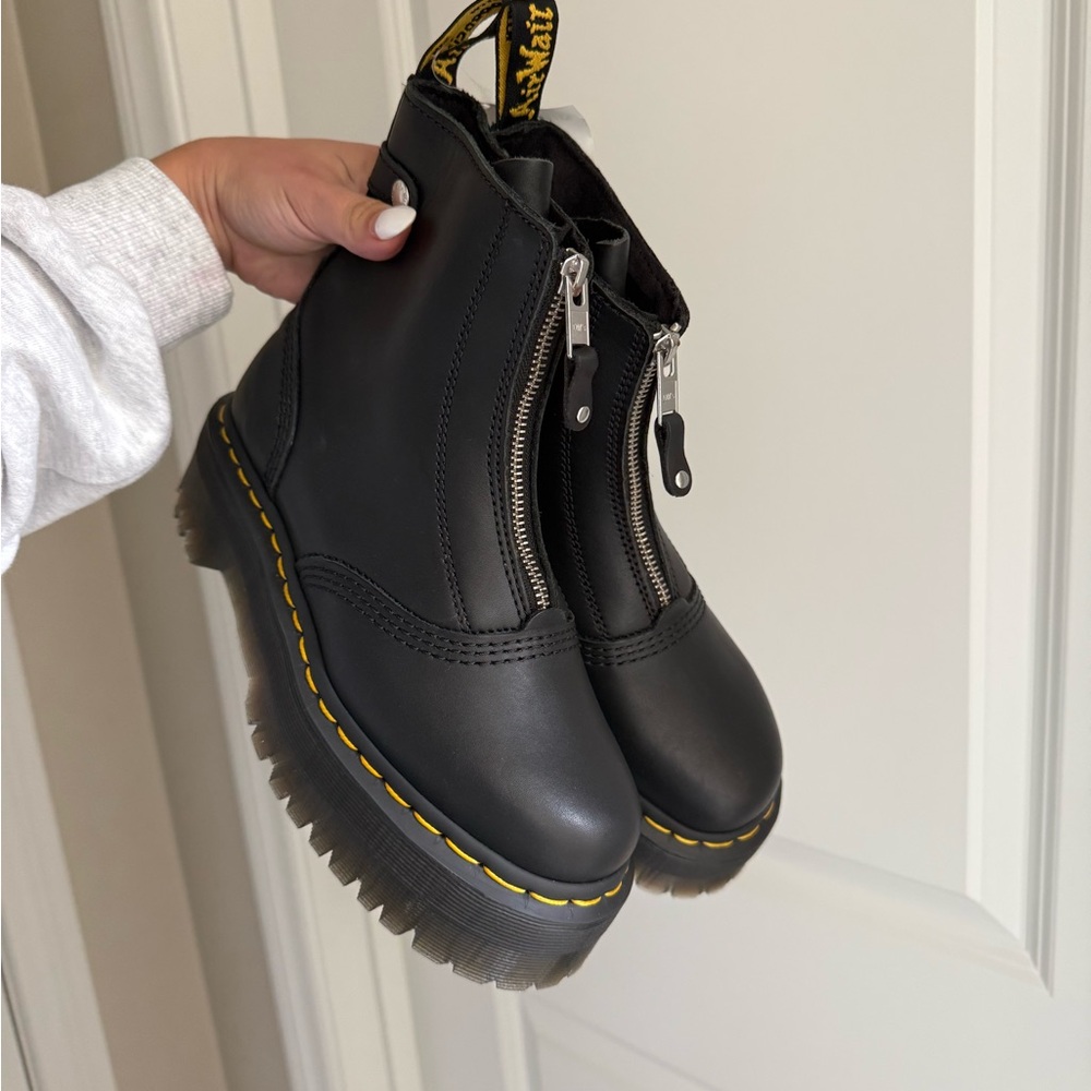 Dr. Martens Jetta Platform Black Leather Zipper Boots